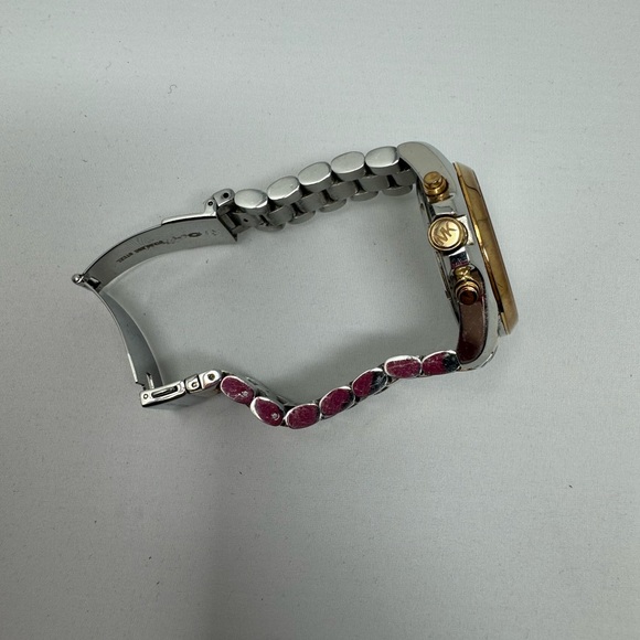 ππ Michael Kors ππ Bradshaw Gold Pink Navy Silver Watch - Gently Used! - Picture 10 of 13